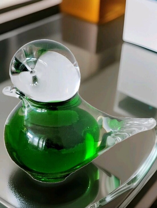 Eneryda Other - Vintage Eneryda Sweden 4" Green Art Glass Bird Figurine MCM Paperweight Cased